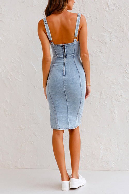 Maria | Kleid aus Denim mit verstellbaren Trägern